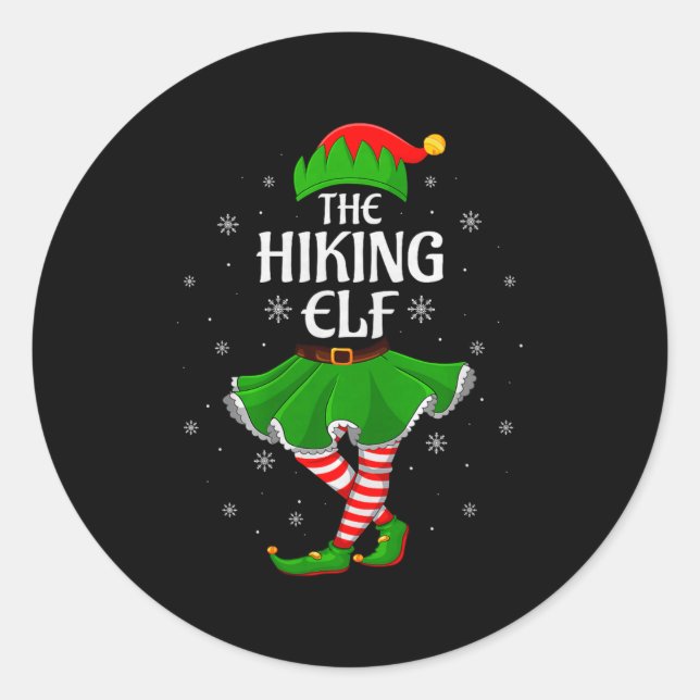 Sticker Rond Hiking Elf Christmas Family Girls Women Elf Squad  (Devant)
