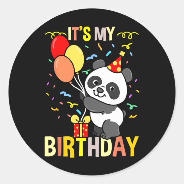 Sticker Rond Hiking Lover Design Uni Adult Its My Birthday Pand (Devant)