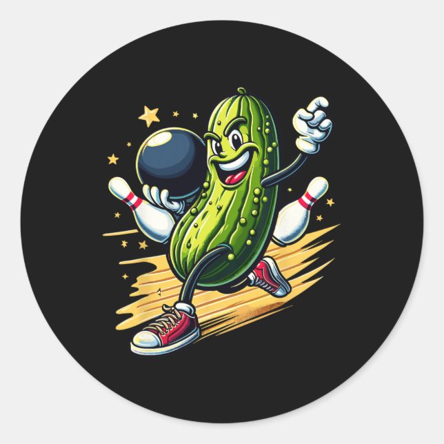 Sticker Rond Hilarious Bowling Pickle (Devant)