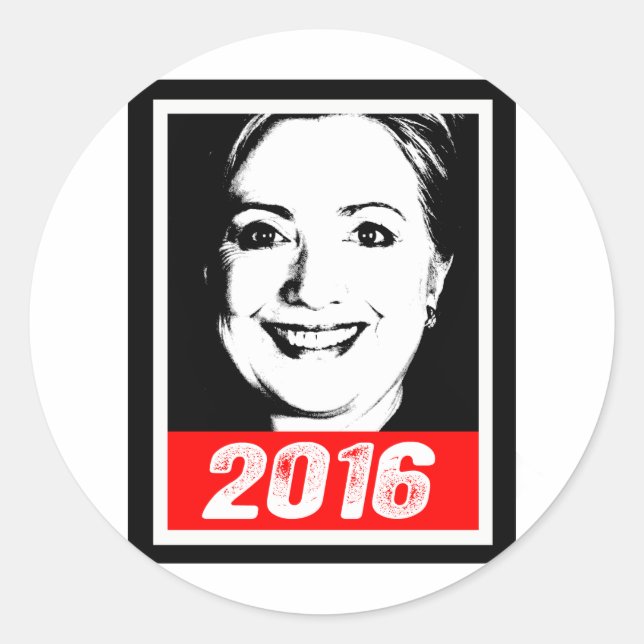 Sticker Rond HILLARY CLINTON 2016 INK ART.png (Devant)