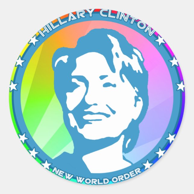 Sticker Rond hillary clinton. arc-en-ciel. (Devant)