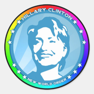 Sticker Rond hillary clinton. arc-en-ciel.