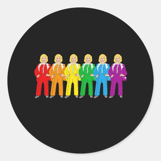 Sticker Rond Hillary Pantsuit Pride - (Devant)