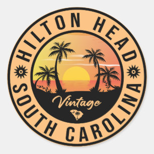 Sticker Rond Hilton Head South Carolina - Retro Vintage 60s