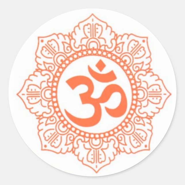 STICKER ROND HINDU - BOUDDHA SYMBOLES OM, OHM (Devant)