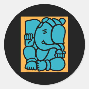 Sticker Rond Hindu Puja Ganesha Dieu éléphant Yoga Méditation M
