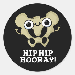Sticker Rond Hip Hip Hooray drôle Anatomie Pun Dark BG