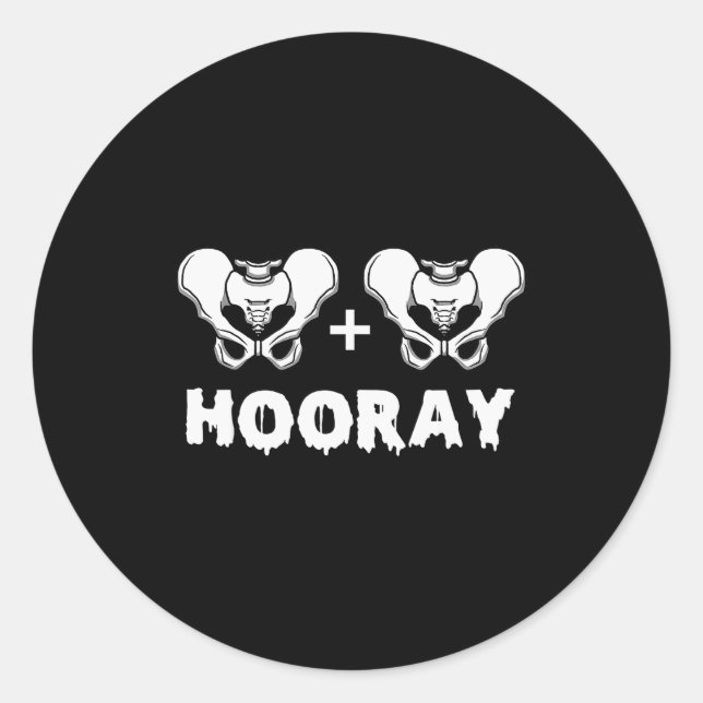 Sticker Rond Hip Hip Hooray Funny Anatomy Pun Skeleton Bone  (Devant)