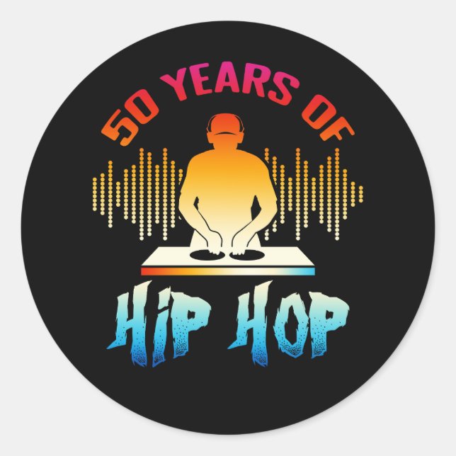 Sticker Rond Hip hop 50e anniversaire 50 ans DJ Tourne-disque 1 (Devant)