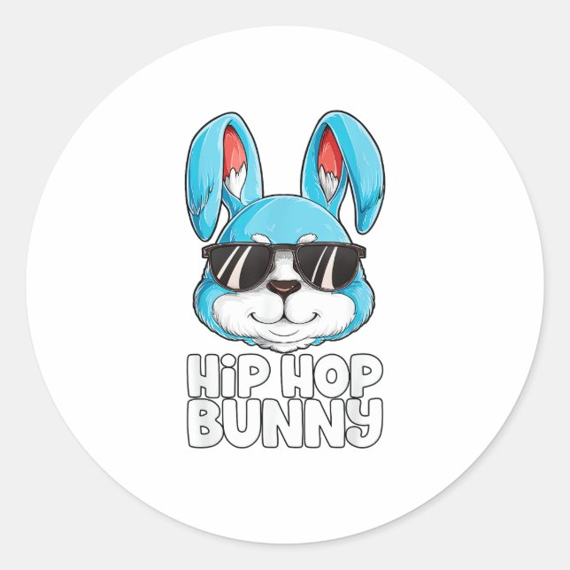 Sticker Rond Hip hop Bunny Garçons de Pâques Filles Enfants Hom (Devant)