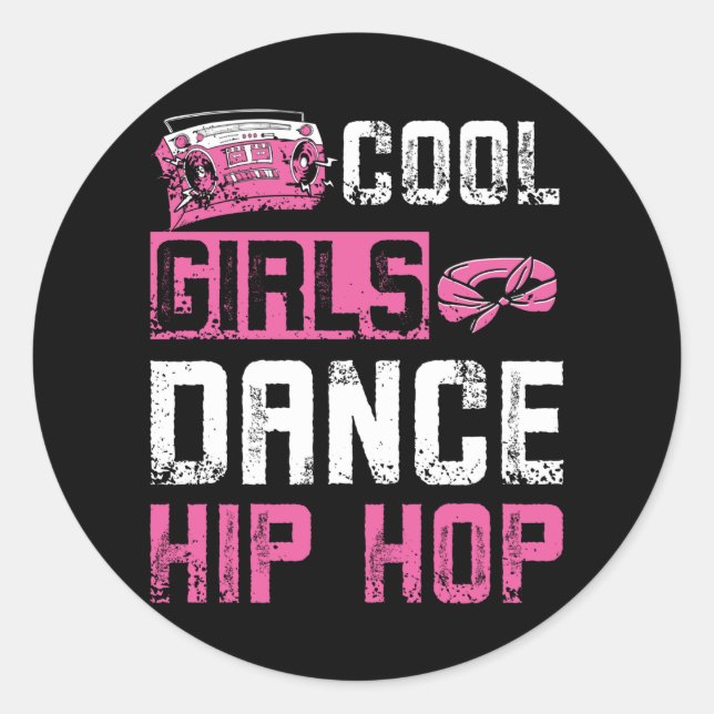 Sticker Rond Hip hop de danse pour filles (Devant)