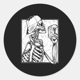 Sticker Rond Hip hop Vidéo Gamer Skeleton Garçons Enfants Hallo