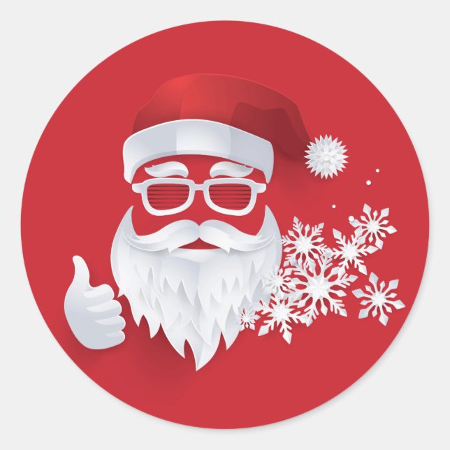 Sticker Rond Hip Santa Claus Papercut sur Red Christmas (Devant)