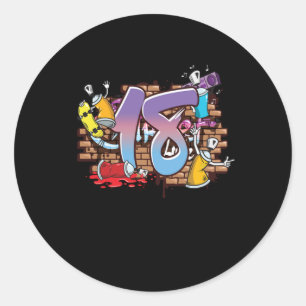 Sticker Rond Hiphop Dancer Graffiti Artiste Typographie 18e Bir