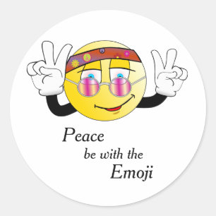 Sticker Rond Hippie "Paix" Emoji