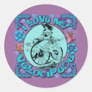 Sticker Rond Hippie Regardez, j'aime mes T-shirts Velocipede, l