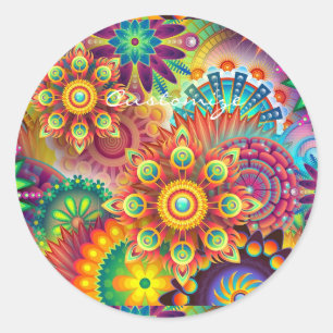 Sticker Rond Hippie Super Techno Psychedelic Thunder_Cove