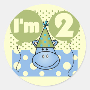 Sticker Rond Hippo 2e Anniversaire Tshirts et cadeaux