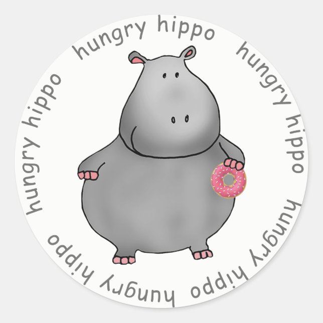 Sticker Rond Hippo affamé (Devant)