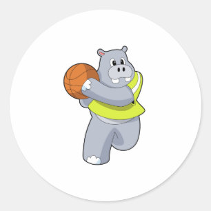 Sticker Rond Hippo as basketball player with basketball.PNG