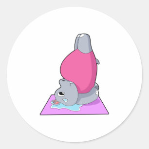 Sticker Rond Hippo au yoga Fitness