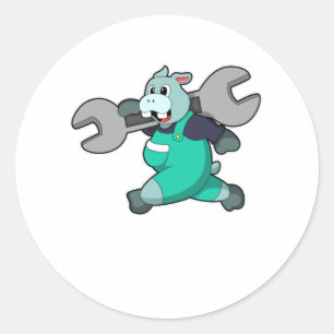 Sticker Rond Hippo comme mécanique avec clé