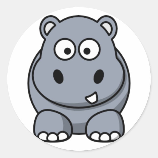 Sticker Rond Hippo de dessin (Devant)