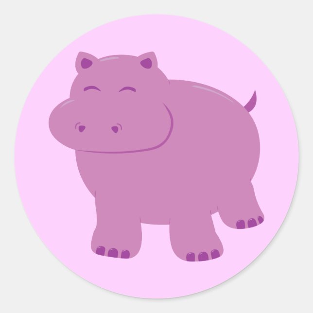 Sticker Rond Hippo mignon (Devant)
