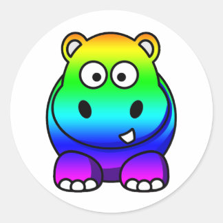 Sticker Rond Hippo multicolore, Arc-en-ciel