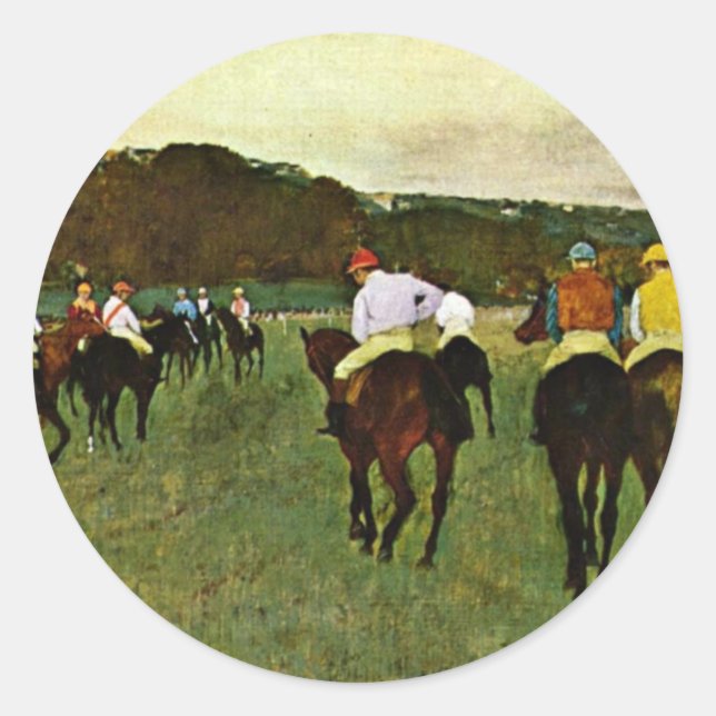Sticker Rond Hippocampe En Longchamp Par Edgar Degas (Devant)