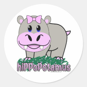 Sticker Rond Hippopotame