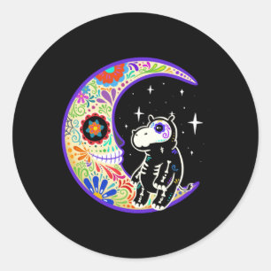 Sticker Rond Hippopotame Dia De Los Muertos squelette Crâne de 