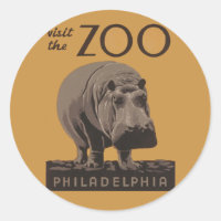 Hippopotame vintage hippo zoo poster wpa