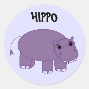 Sticker Rond Hippopotame violet