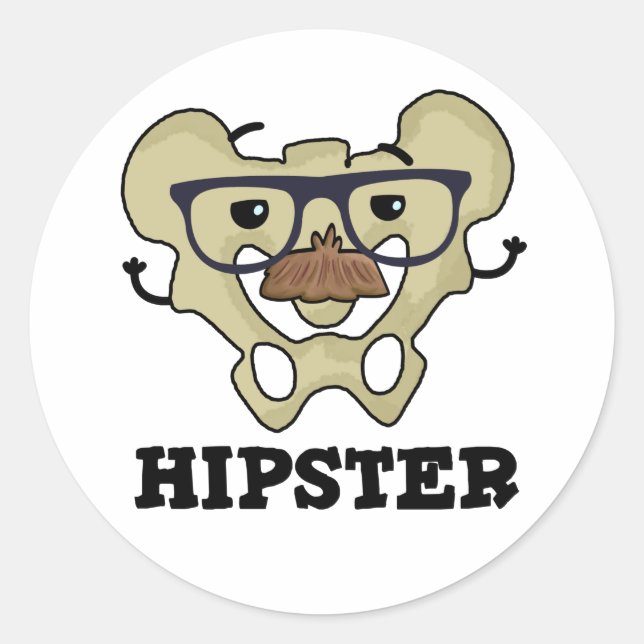 Sticker Rond Hipster Funny Hip Bone Anatomie Pun (Devant)