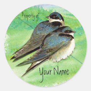 Sticker Rond Hirondelle, Oiseau, Nature, Faune Aquarelle