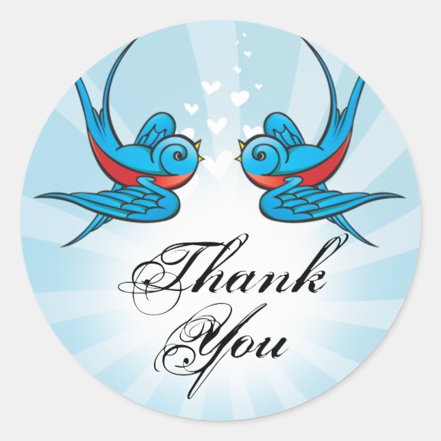 Sticker Rond Hirondelles de tatouage et Merci urbain de défilem (Devant)