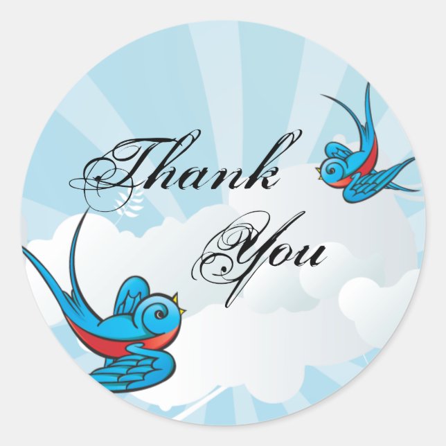 Sticker Rond Hirondelles de tatouage et Merci urbain de défilem (Devant)