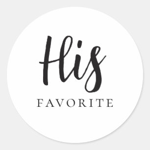 Sticker Rond His Favorite Modern Сalligraphic Favor Gift