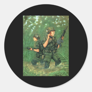 Sticker Rond Histoire américaine M-16 Soldats Vietnam Jungle Vi