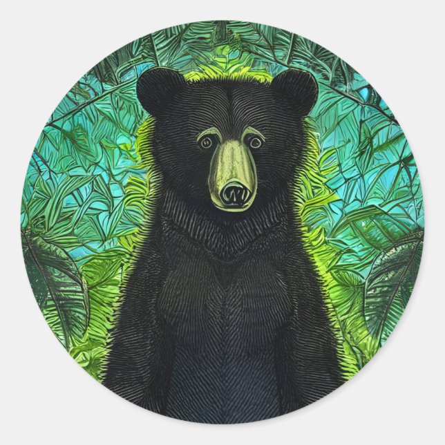 Sticker Rond Histoire amusante Petit ours noir (Devant)