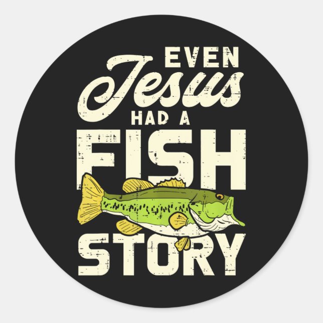 Sticker Rond Histoire de Jésus Poisson Pêcheur Dieu Christ Pêch (Devant)