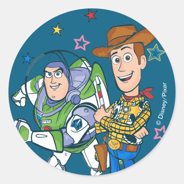 Sticker Rond Histoire du jouet | Buzz & Woody (Devant)