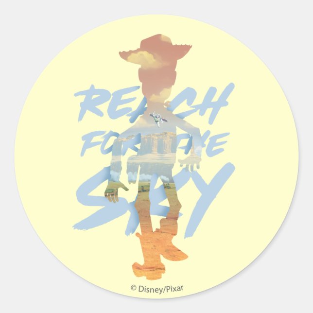 Sticker Rond Histoire du jouet | "Reach For The Sky" Woody & Bu (Devant)