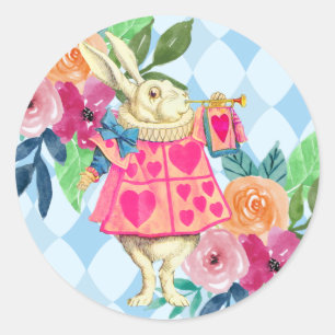 Sticker Rond Histoire du Lapin Blanc Fête d'anniversaire sans j