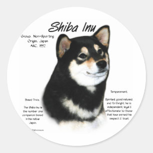 Sticker Rond Histoire du Shiba Inu noir