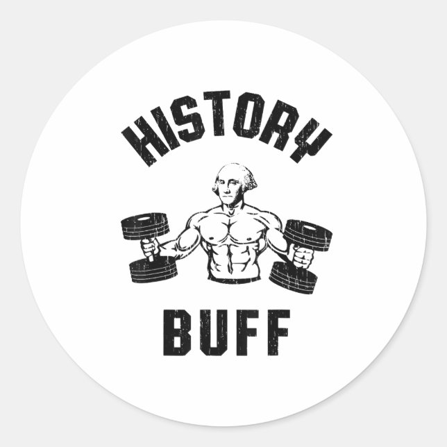 Sticker Rond History Buff Funny George Washington Workout , Sma (Devant)