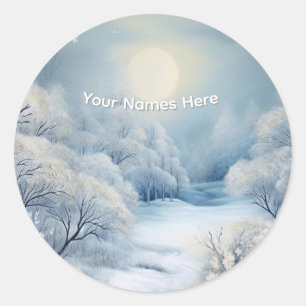Sticker Rond HIVER dans un monde de conte de fées