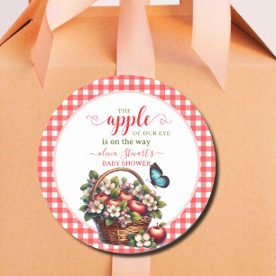 Sticker Rond Hiver festif plaid Apple thème Baby shower