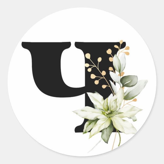 Sticker Rond hiver MONOGRAM Bulgare alphabet cyrillique Classe (Devant)